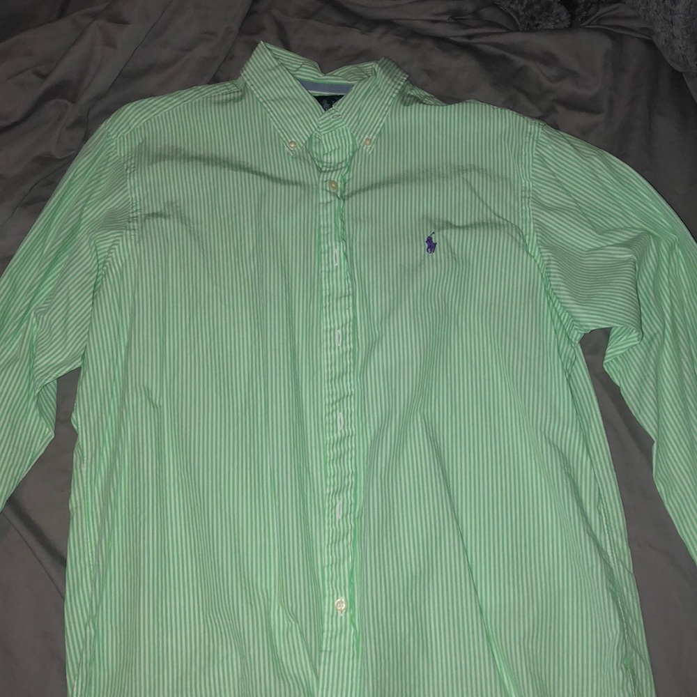 Large green and white striped long sleeve !